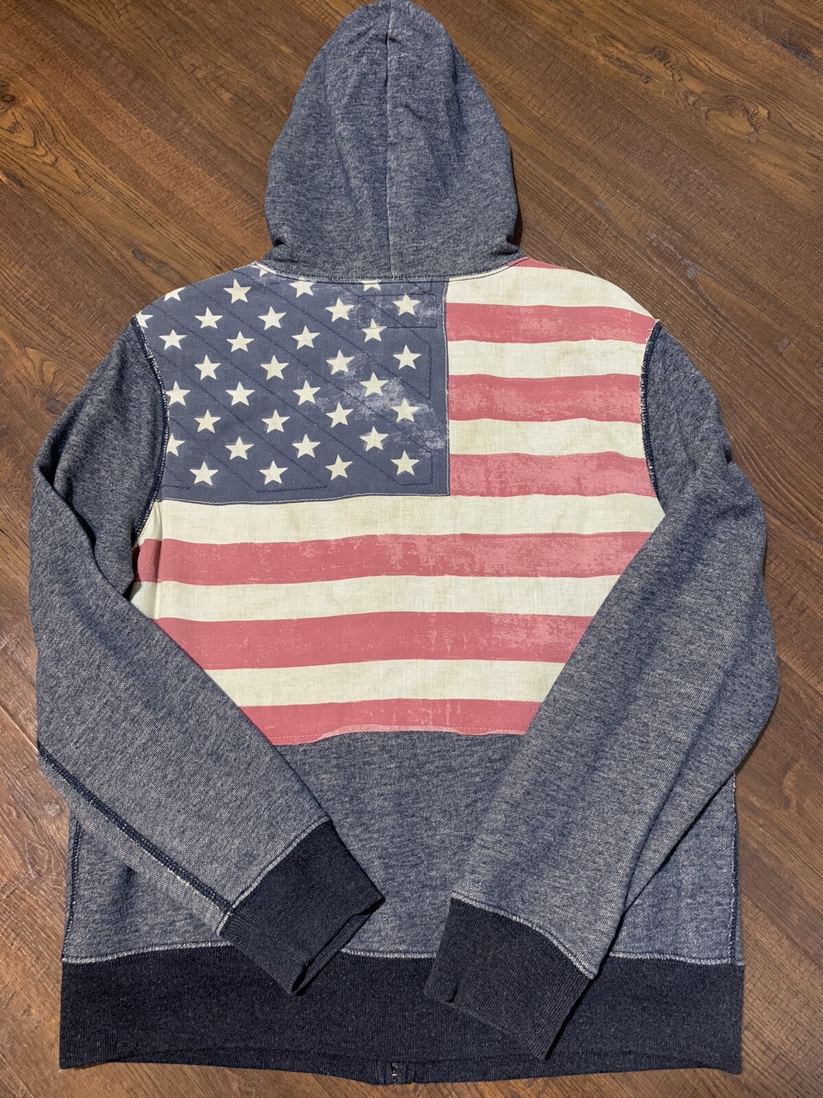 denim supply ralph lauren flag gray hoodie M.military .distressed