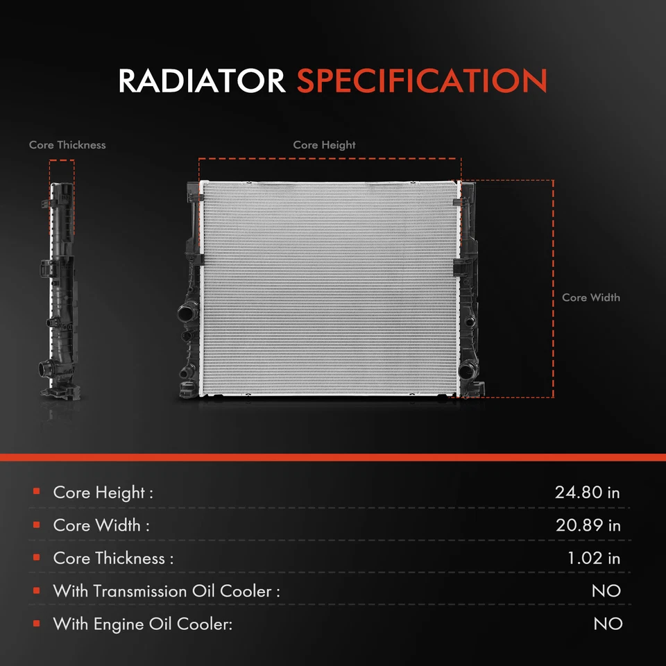 Radiator w/o Transmission Oil Cooler for BMW 550i xDrive 750i xDrive Alpina B7 - Image 2 of 4
