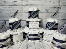 3 Tier Diaper Cake and sets - Outer Space Rockets Saturn Silver Navy or Burlap