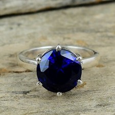 Blue Sapphire Ring 925 Sterling Silver Ring For Women Mother Ring Purpose Ring