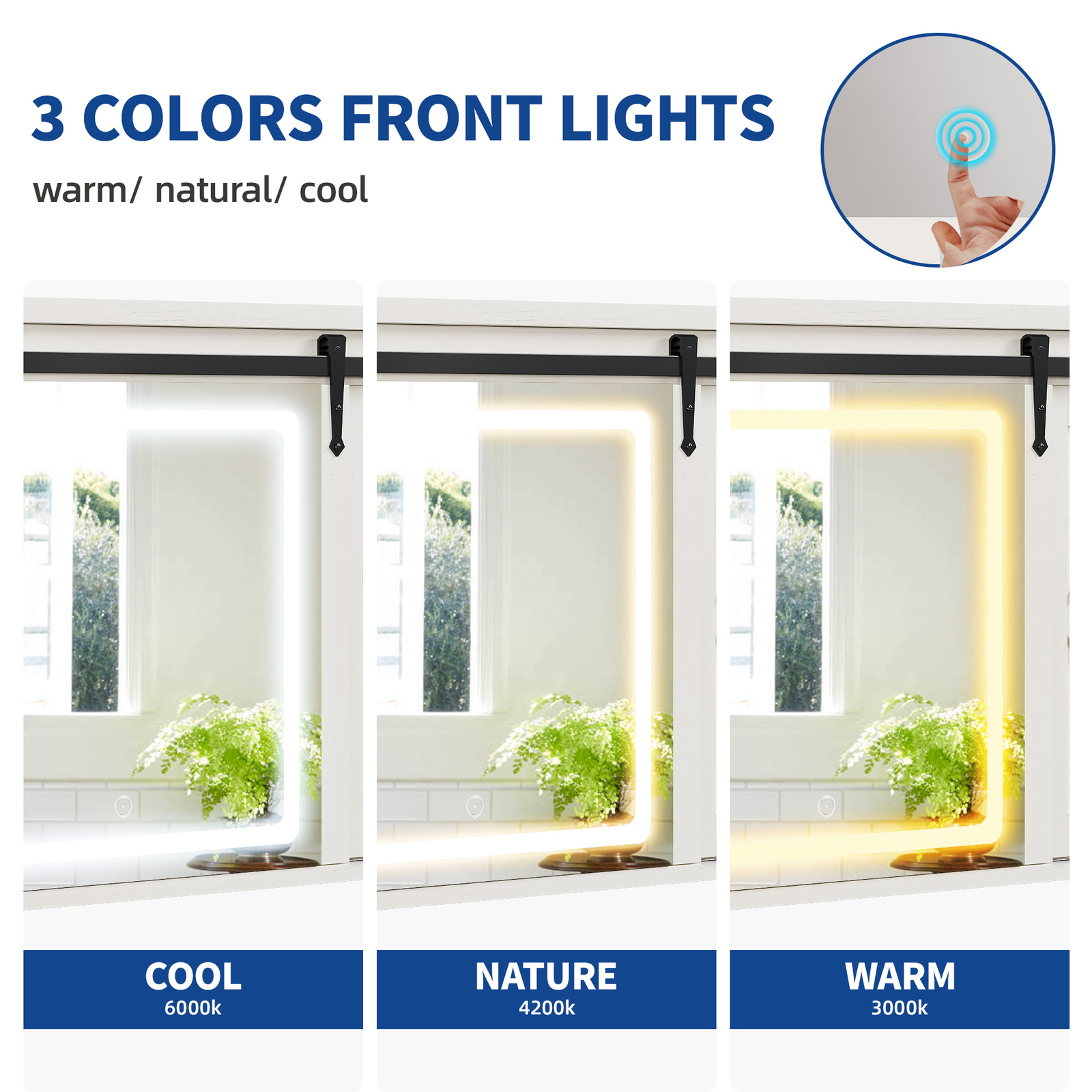 47" LED Bathroom Medicine Wall Cabinet w/ Mirror Storage Shelf Sliding Barn Door