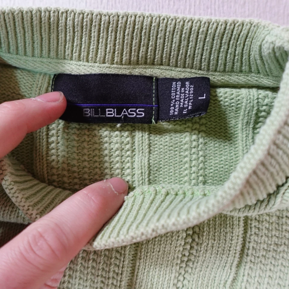 Suéter Vintage Bill Blass Mujer Verde Pescador Grueso Tejido Pullover Abuela Foto 4 de 4