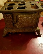 Original 19th C Queen Cast Iron Nickel Plated Salesman Sample Stove Missing Part