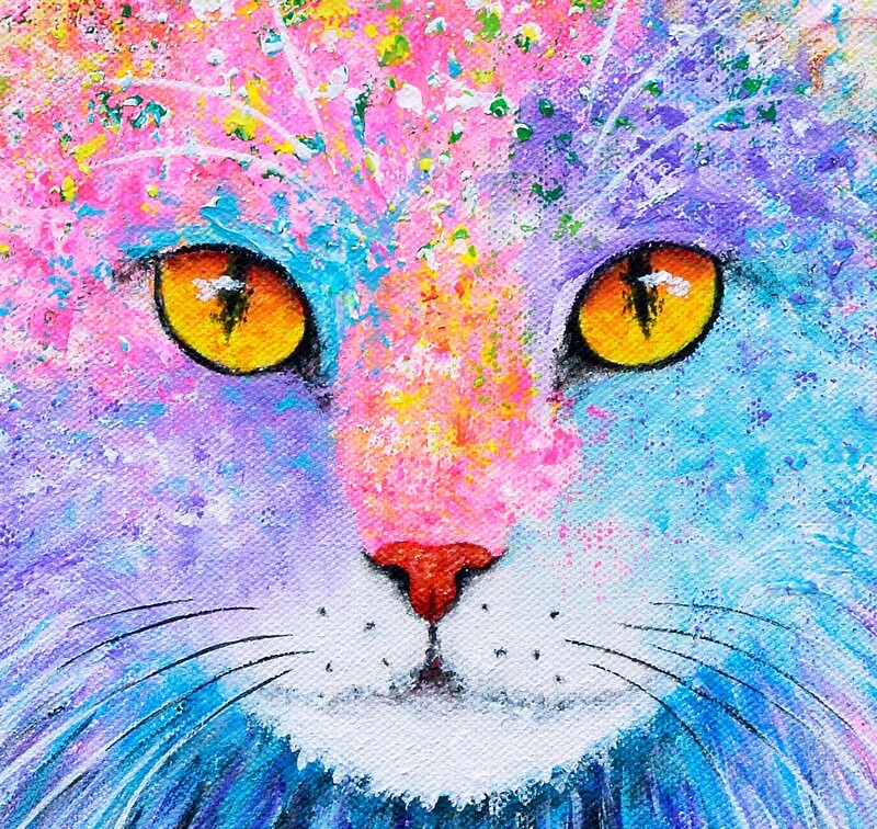Long-Haired Cat Art Print by Krystle Cole - Cat Painting, Cat Wall