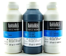 Liquitex Acrylic Mediums Primers Lot of 3 Bottles White Black Clear Gesso
