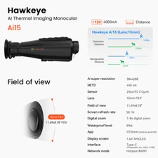 GTGUARD Thermal Monocular 256x192 (Ai 384x288) 50Hz 15mm Lens Night Vision Scope