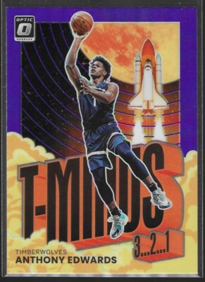 2021-22 Donruss Optic Anthony Edwards Purple Prizm T-Minus #11 Timberwolves