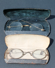 2 Antique Wire Frame Spectacles/Glasses  Original Cases and Lenses