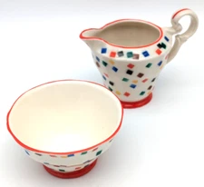 Carnival Czechoslovakia Small Ceramic Confetti Creamer & Sugar