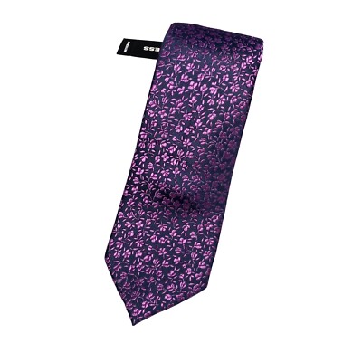 NWT Express Men's 100% Silk Pink Floral Narrow 2.5  Width Tie