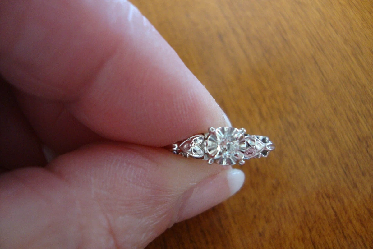 BIRKS ANTIQUE 18K WHITE GOLD GENUINE OLD CUT VS DIAMOND LADIES