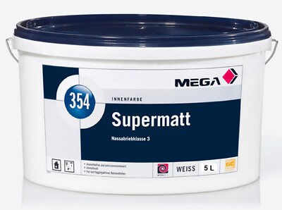 MEGA 354 Supermatt Profi Wandfarbe Innenfarbe Innenwandfarbe ELF weiss 5 L