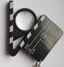 Vintage OldRetro Keyring Plastic Tv Film Production Clapper Board Magnifier Glas