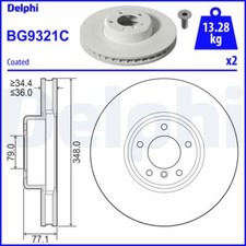 DELPHI 2 Discos De Freno Ventilados Delanteros Ø 348 Para BMW 6er Cabriolet
