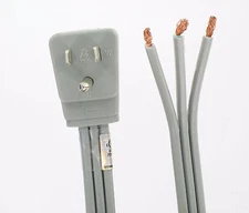 NEMA 5-15 Power Supply Cord 9FT 2P 3W 15A 125V 90° Angle Plug 14/3 SPT Flat Gray