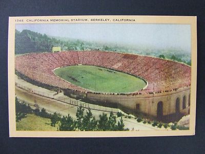 Berkeley California CA Bears Memorial Football Stadium Linen Postcard 1930-45