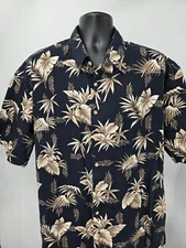 Batik Bay Shirt 2XL Black Floral Hawaiian Camp Aloha Outdoor Beach Men