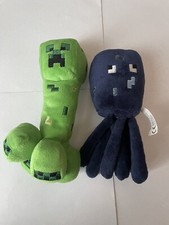 minecraft lot of 2 plush - creeper and mojang squid 2013 jazwares