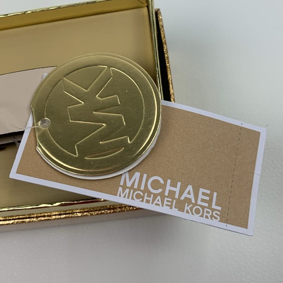 Michael Kors Cream Pave Logo Belt with Gold Buckle and  display picture 2