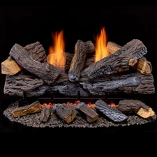 Duluth Forge Ventless Gas Fireplace Log Set, 30In. 33K BTU, T-Stat Control