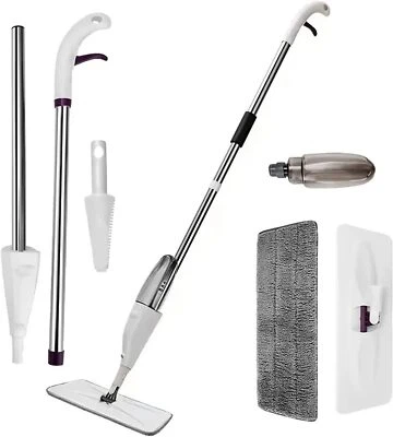 White Spray Mop Microfibre Water Spraying Floor Cleaner Kitchen Tiles Marble New