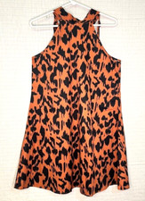 EUC Shein Sleeveless Halter Top Animal Print Dress/CoverUp,S, Burnt Orange/Black