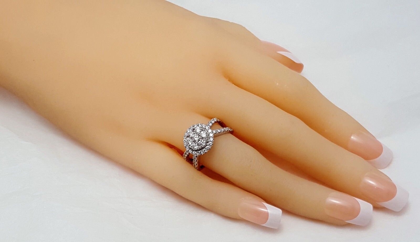 Unique 14K Solid White Gold Designer Split Shank … - image 15