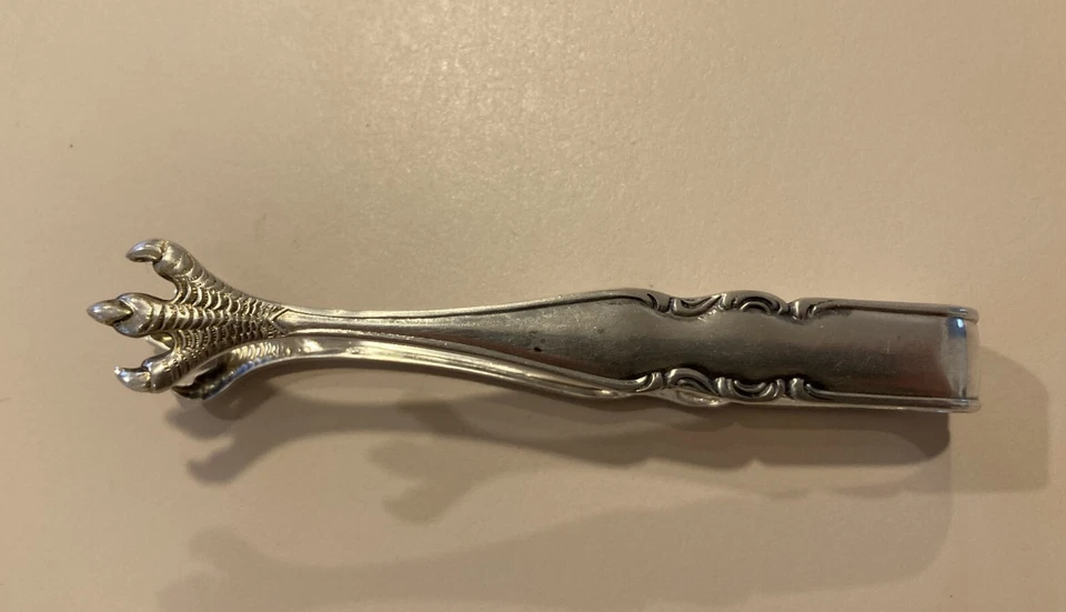 Vintage 800 Fine Silver Alloy Sugar Tongs with Claw Foot Design 4.25" Long - Image 2 of 4