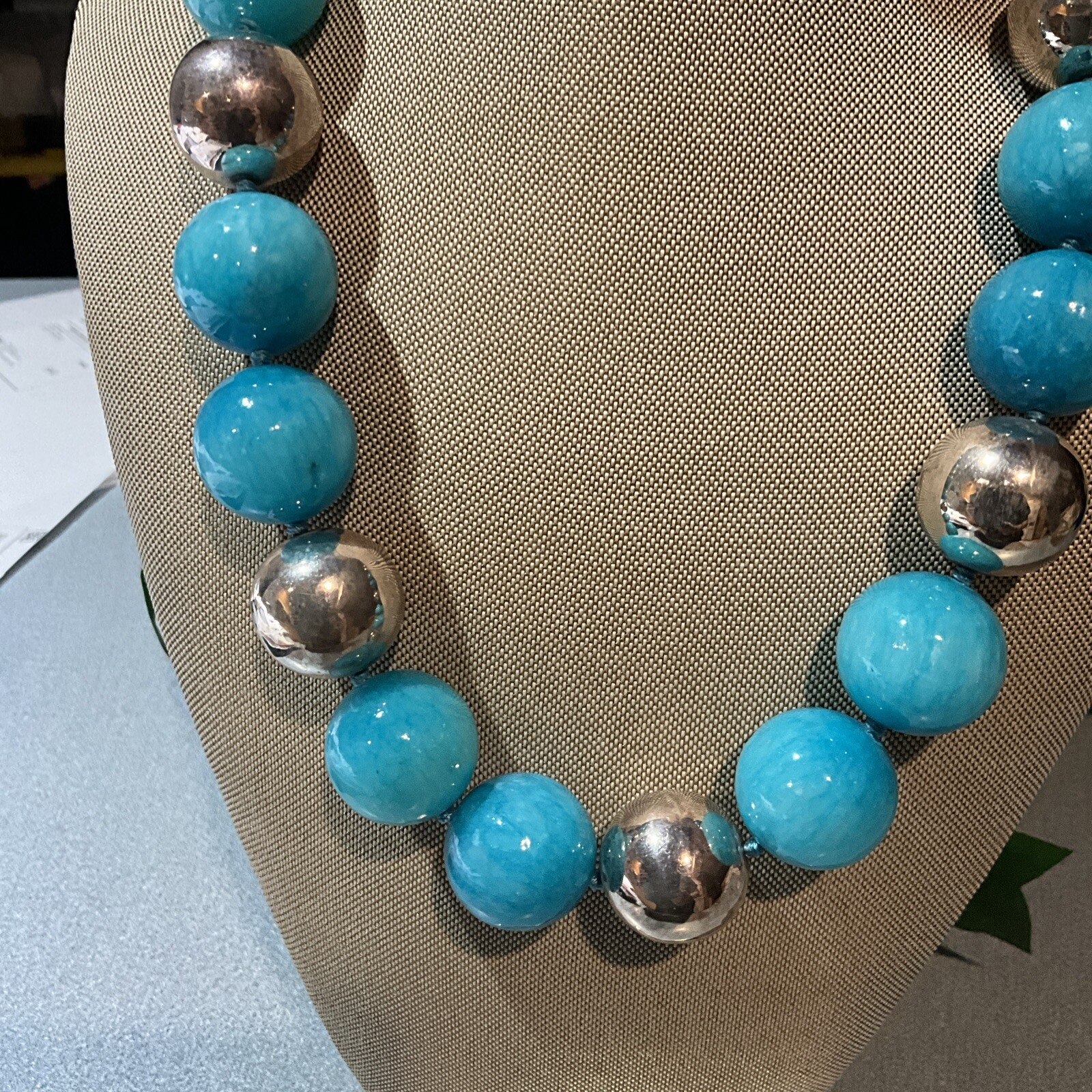 Huge Statement Necklace  STERLING SILVER CLASP AN… - image 2