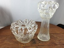 Vintage Lot of 2 Clear flower Arranging Vases