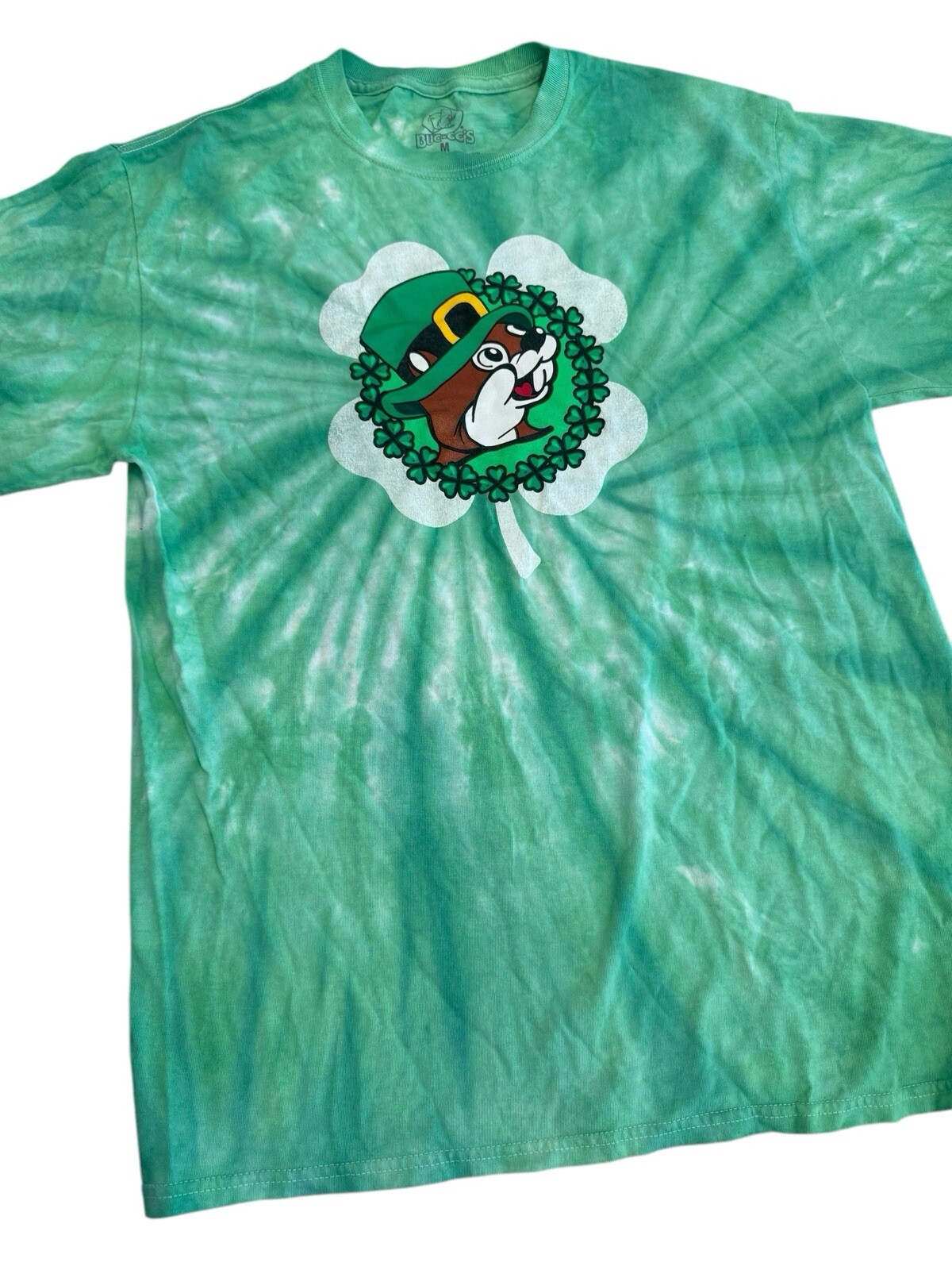 Buc-ee's Green Tie-Dye St. Patrick T-Shirt Shamrockin With My Gnomies - Size M