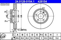 2X ATE 24.0128-0154.1 Bremsscheibe FüR Ford Land Rover Volvo