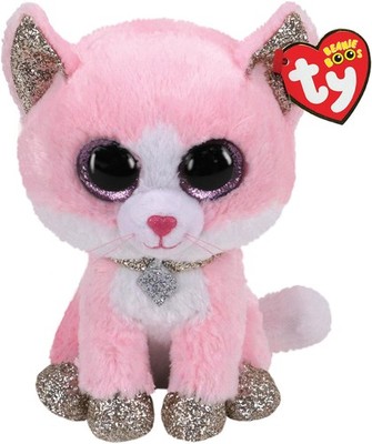 TY 2007516 Fiona Cat Beanie Boo Pink Stuffed Animal, Multicoloured, 3.1 x 2.75 x