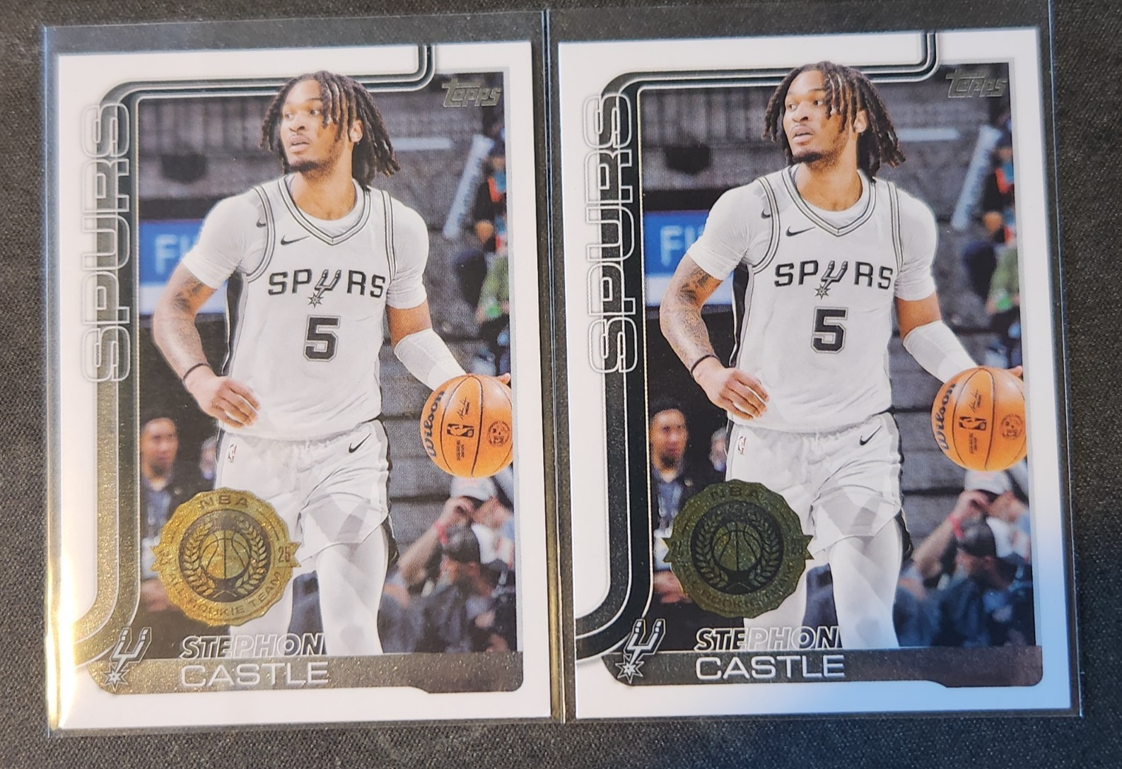 STEPHON CASTLE 2-CARD LOT 2025-26 Topps All-Rookie Team FLAGSHIP #197 SPURS Mint
