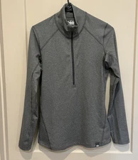 Women’s Rei Co-Op 1/4 Zip Pullover Midweight Base Layer Gray Stripes Size Small