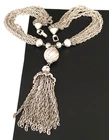 BIG Vtg Necklace SIGNED TRIFARI Silver tone Multi Chain Pendant  Jewelry lot v