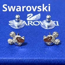 Swarovski Disney Mickey Mouse Pave Crystal Earrings Genuine New