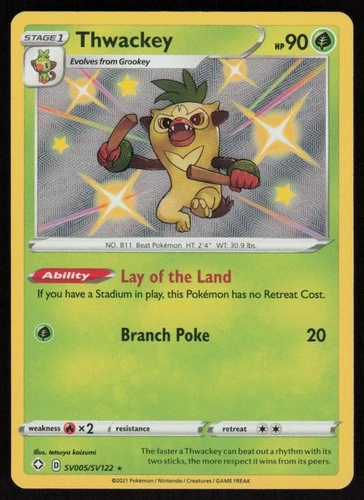 Thwackey SV005/SV122 Shiny Rare: Shining Fates  Pokemon TCG Near Mint
