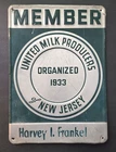 VINTAGE DAIRY SIGN UNITED MILK PRODUCERS 1933 NEW JERSEY TIN EMBOSSED