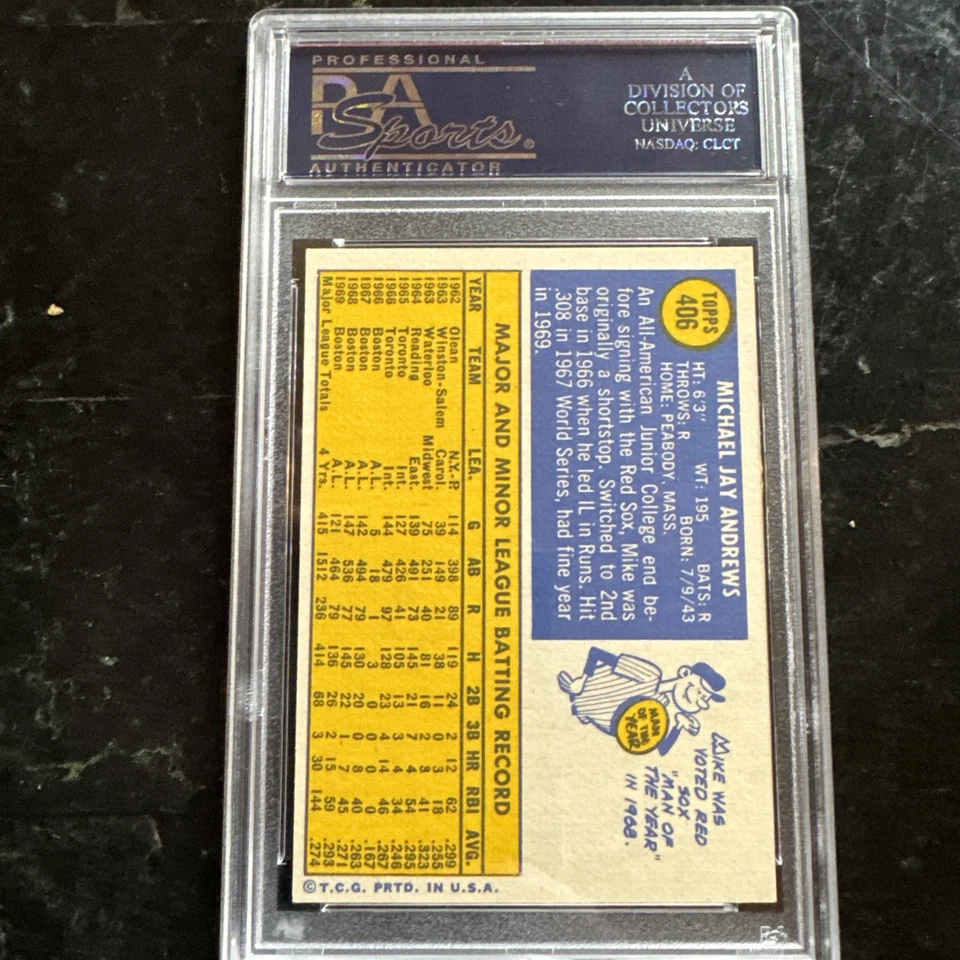 1970 Topps - Mike Andrews #406 - Image 2 of 2