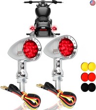 DREAMIZER 2pcs Chrome Bullet 15 LEDs Motorcycle Turn Signal Lights Front and