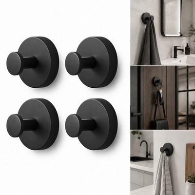 4 Pack Stainless Steel Suction Cup Hooks Heavy Duty No Drill Bathroom Towel Wall