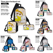 Shin-chan Boys Girls Backpack Rucksack Kids School Bag Crossbody Bag Pencil Bag