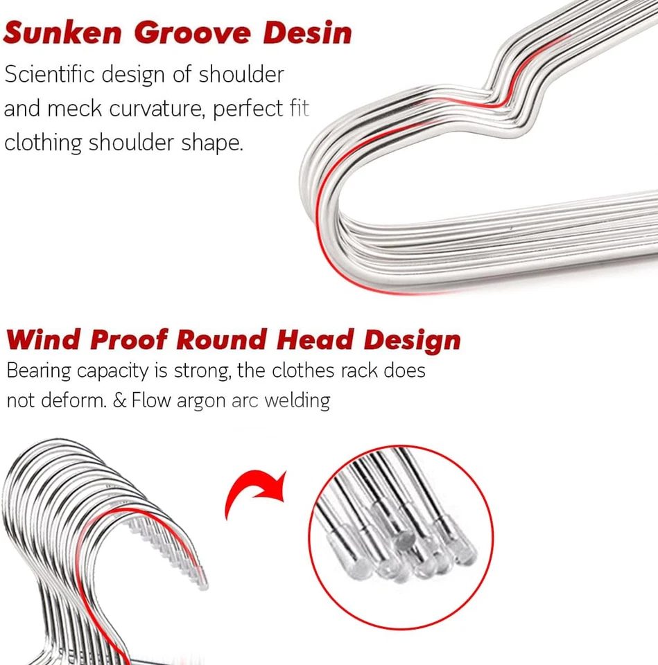 Grucce Appendiabiti Acciaio Inossidabile 50 Piece, Salvaspazio, Non Scivola, Per - Immagine 2 di 4