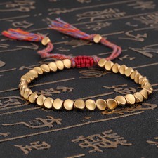 Tibetan Buddhist Rope Bracelet Braided Copper Beads Lucky Adjustable Jewelry