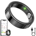Smart Ring Blood Oxygen Heart Rate Sleep Monitor Fitness Tracker Ring (Black 11)