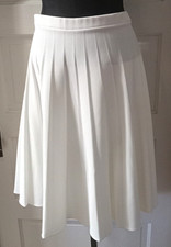 1970's White Textured Pleated Pull on Midi Skirt S M LAST TIME