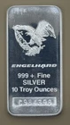 Engelhard 10 Troy Ounce 999+ Fine Silver Bar C984398 Vintage Bar (As Shown)