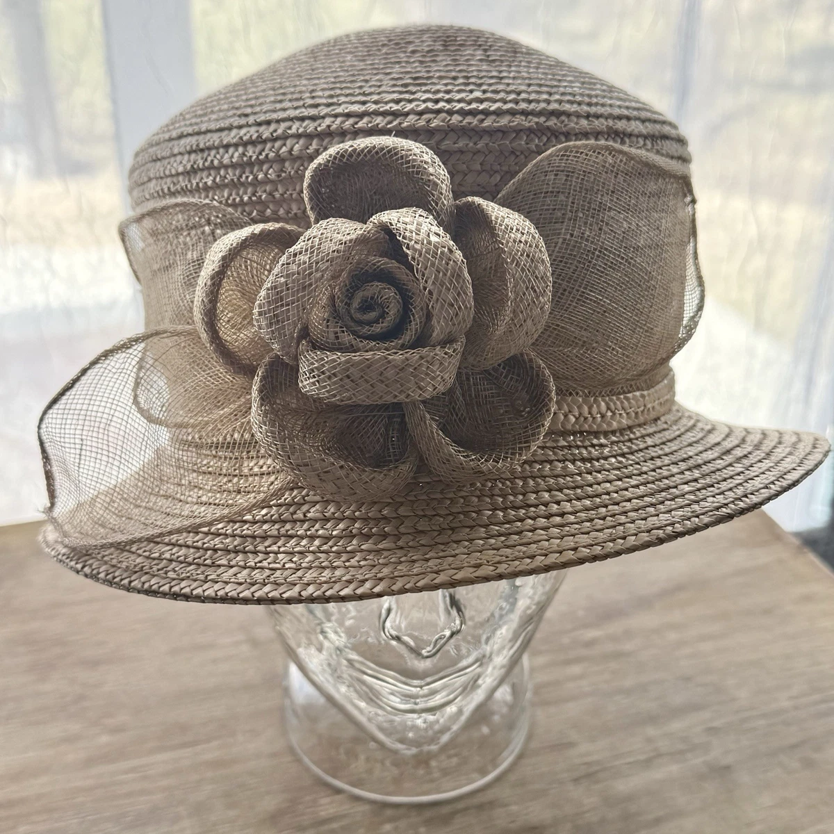 Vintage Betmar New York Brown Wool Felt Wide Brim Hat Neiman Marcus Feather Bow Wide Brim Brown 100% Wool Vintage Hats for Women | eBay main image 4