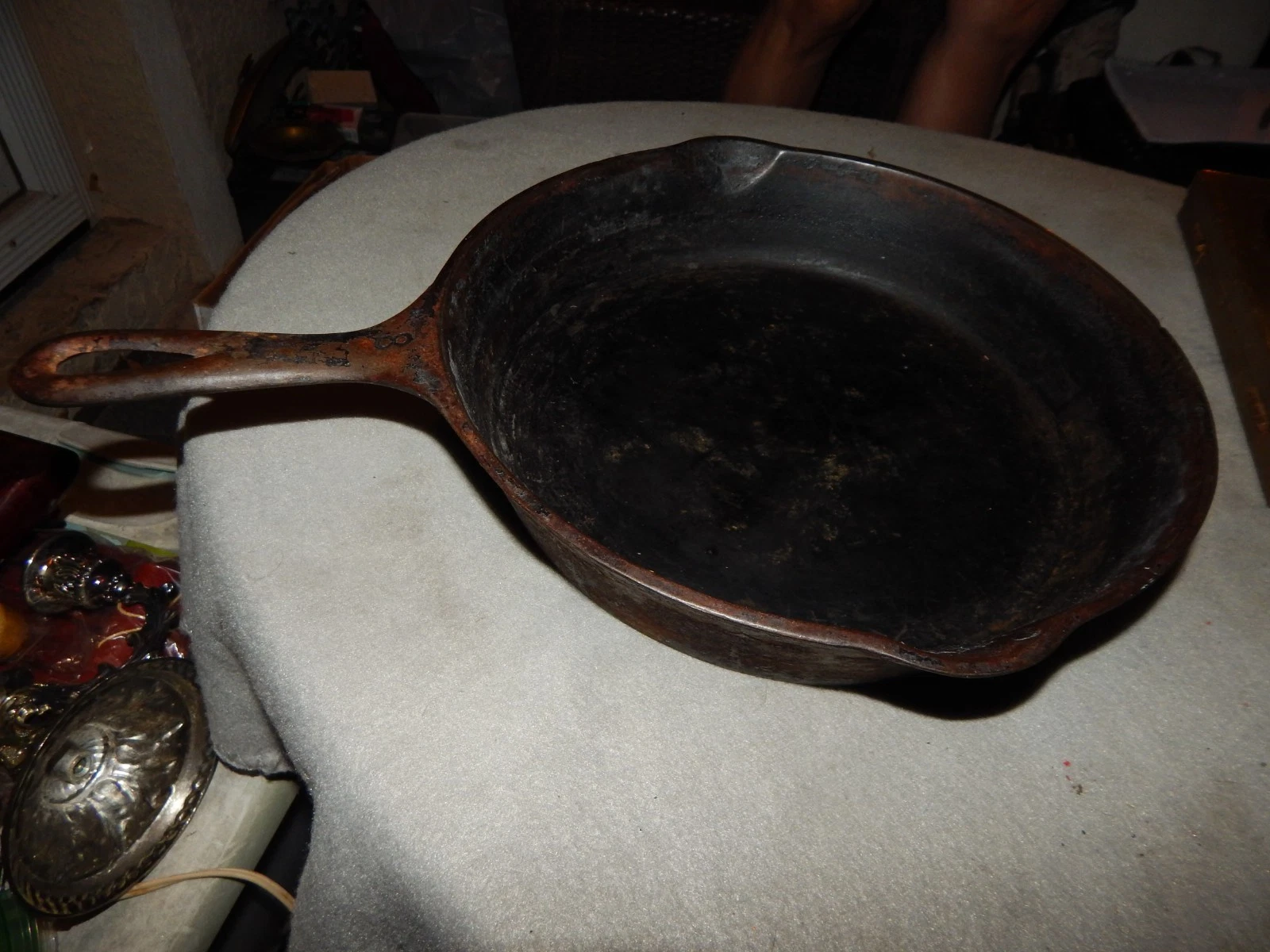 Vintage Wagner Ware Sydney -0- #8 Dual Pour Cast Iron Skillet Parts Estate Find